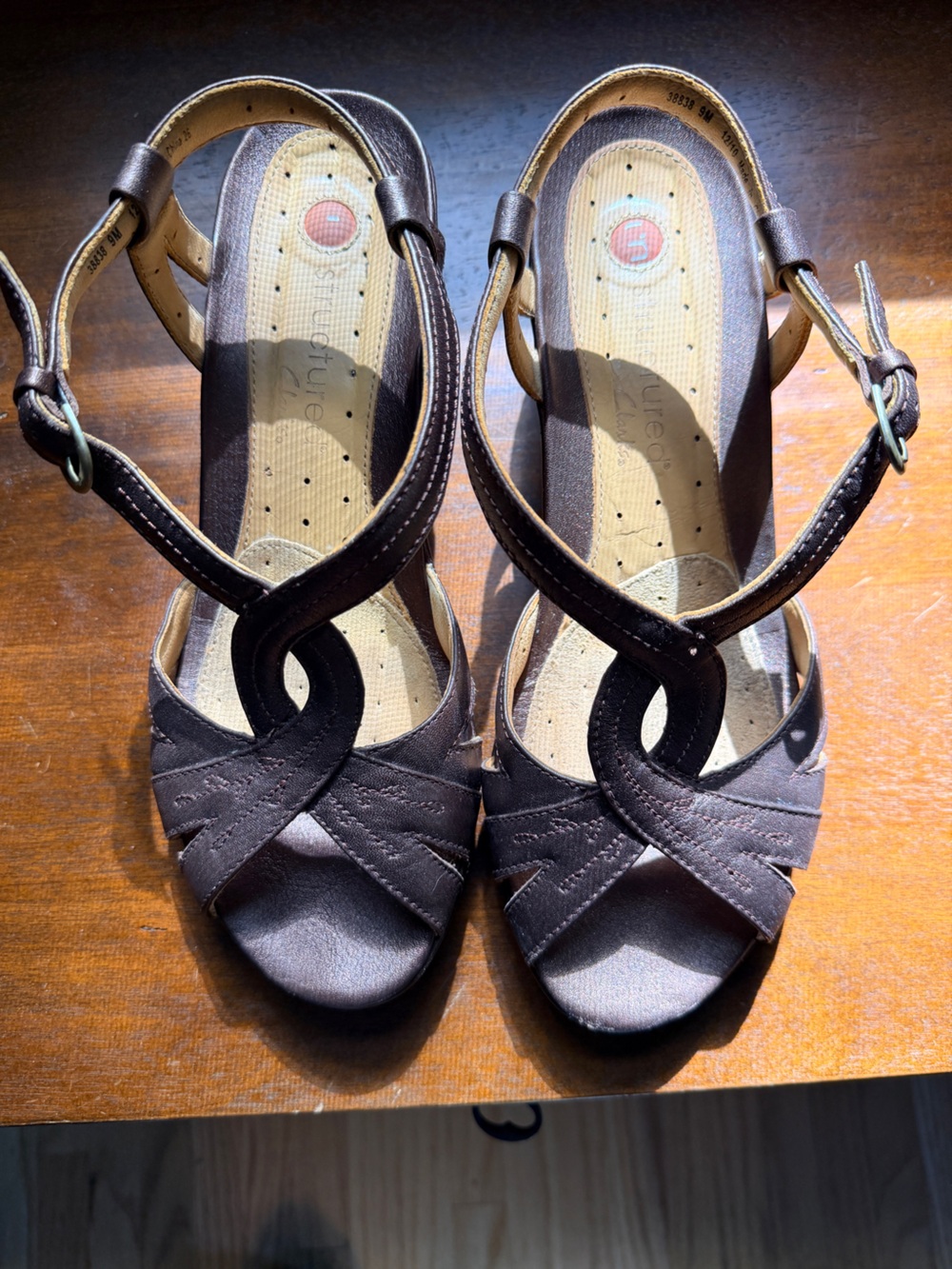 Clarks Bronze-Brown Women’s Strappy Heeled Sandals